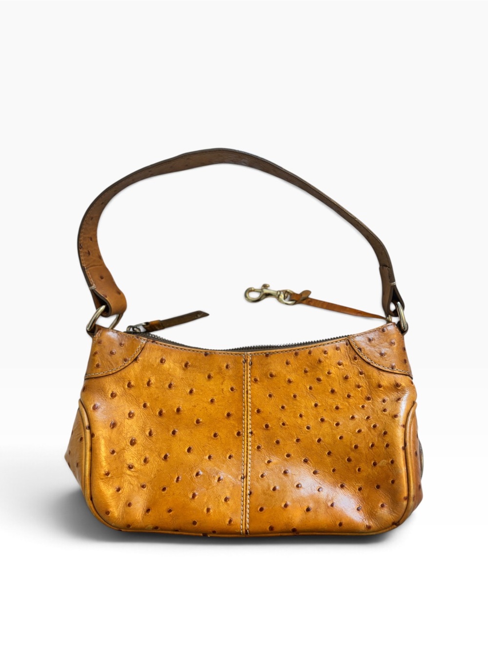Dooney & Bourke Mustard Ostrich-Embossed Shoulder Bag